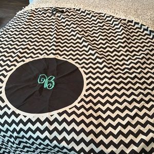 Large Round Beach Towel/Blanket Monogrammed with a B.